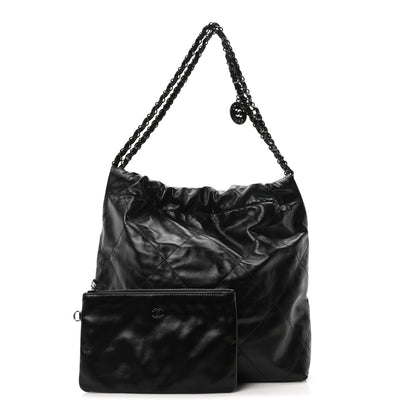 Chanel Shiny Calfskin Quilted Small Chanel 22 So Black 3 of 11