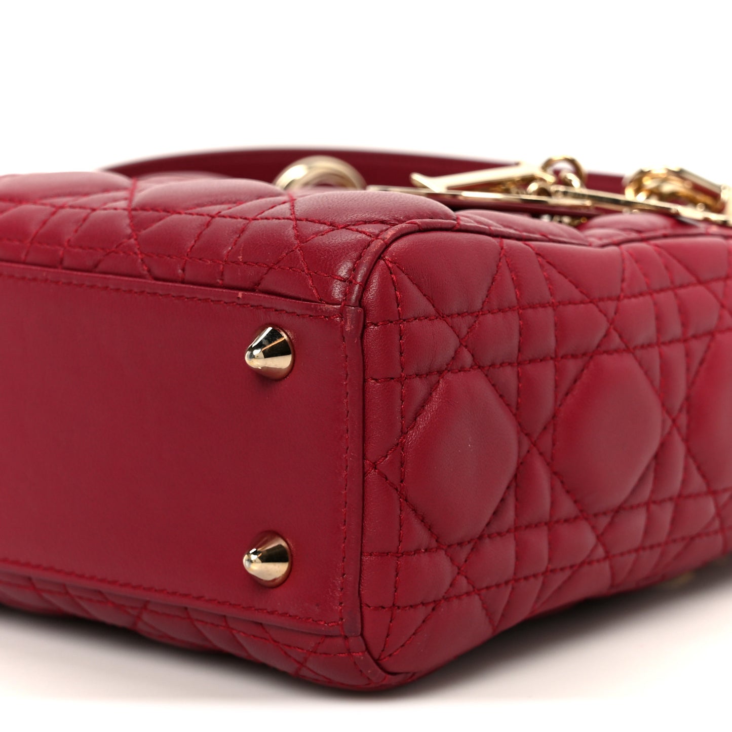 Lambskin Cannage Small Lucky Badges My Lady Dior Scarlet Red