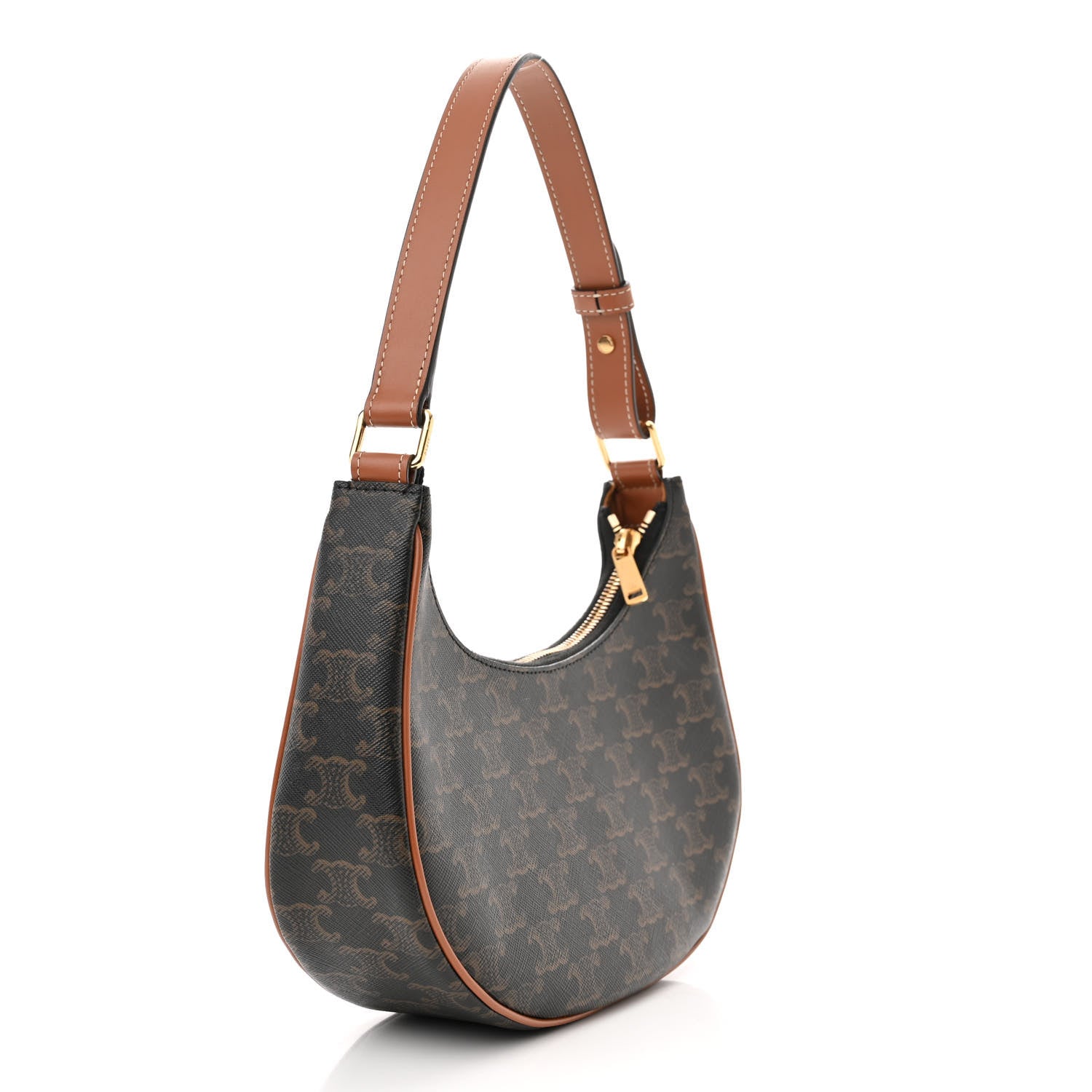 Celine Triomphe Canvas Calfskin Ava Shoulder Bag Tan 4 of 10