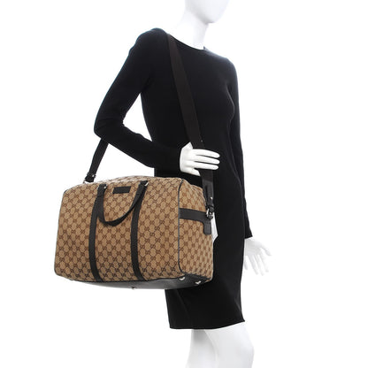 Gucci Monogram Dollar Calfskin Boston Duffle Bag Beige Ebony Testa di Moro Marrone Scuro 3 of 15