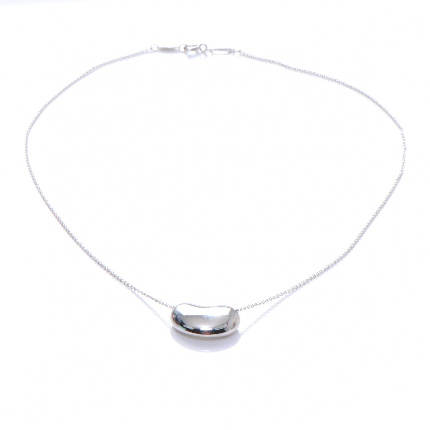 Tiffany Sterling Silver 9mm Elsa Peretti Bean Pendant Necklace 2 of 5