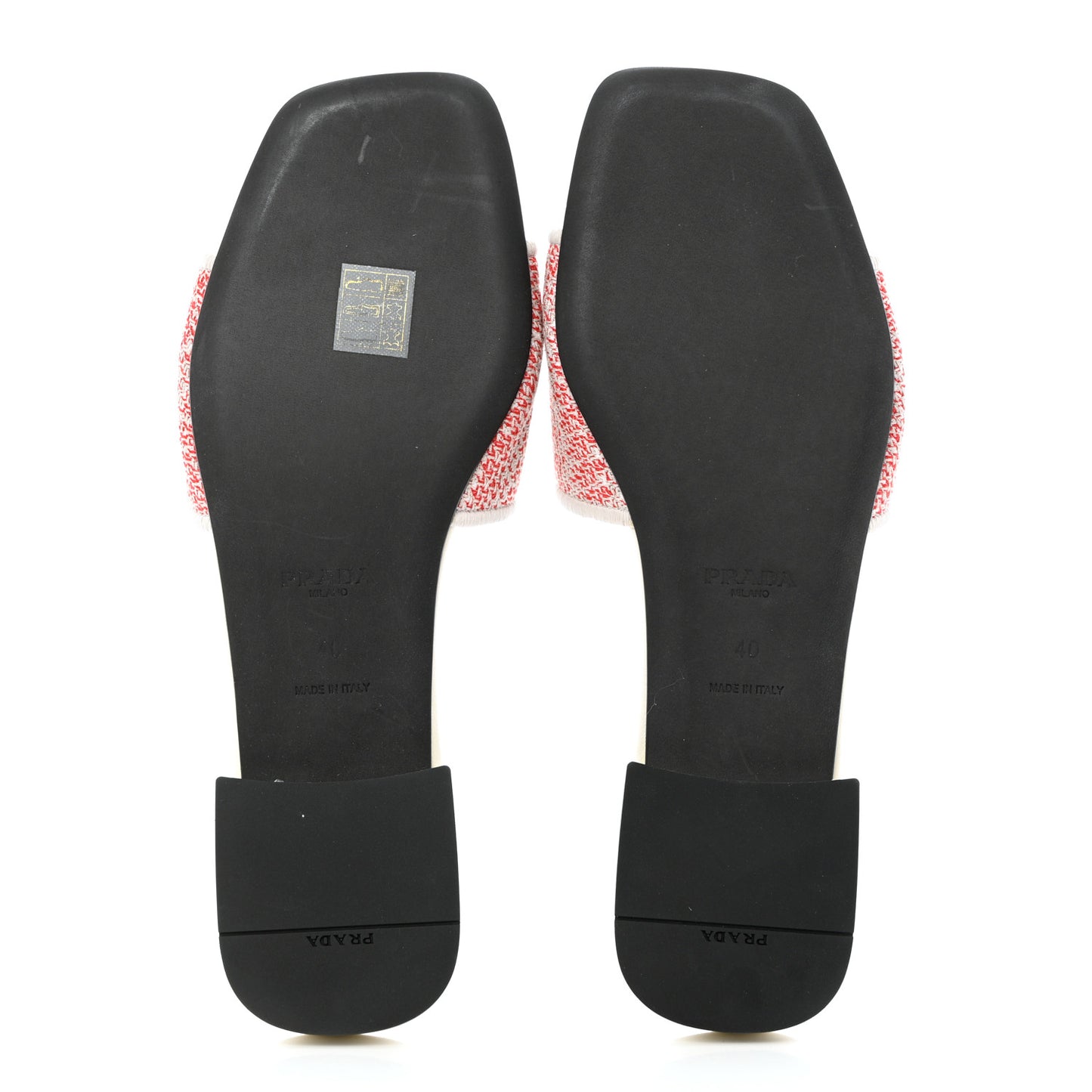 Jacquard Logo Embroidered 10mm Slide Sandals 40 Rosso Talco