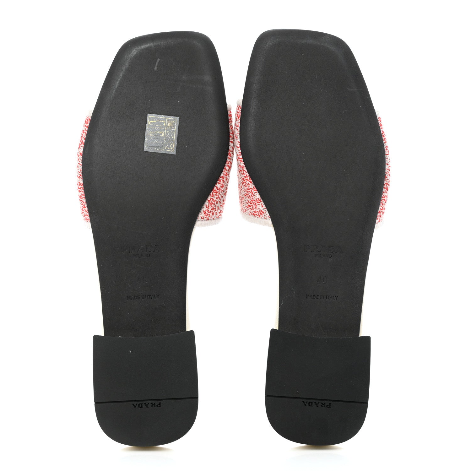 Prada Jacquard Logo Embroidered 10mm Slide Sandals 40 Rosso Talco 5 of 8