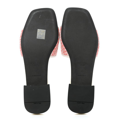 Prada Jacquard Logo Embroidered 10mm Slide Sandals 40 Rosso Talco 5 of 8