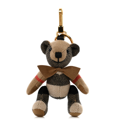 Burberry Cashmere Vintage Check Thomas Bear Bag Charm Camel 1 of 6
