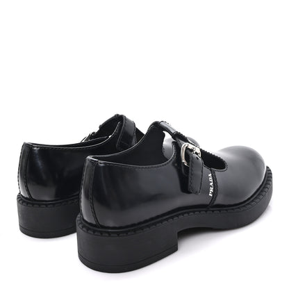 Prada Spazzolato Mens Mary Jane T Strap 40mm Loafers 9 Black 5 of 10
