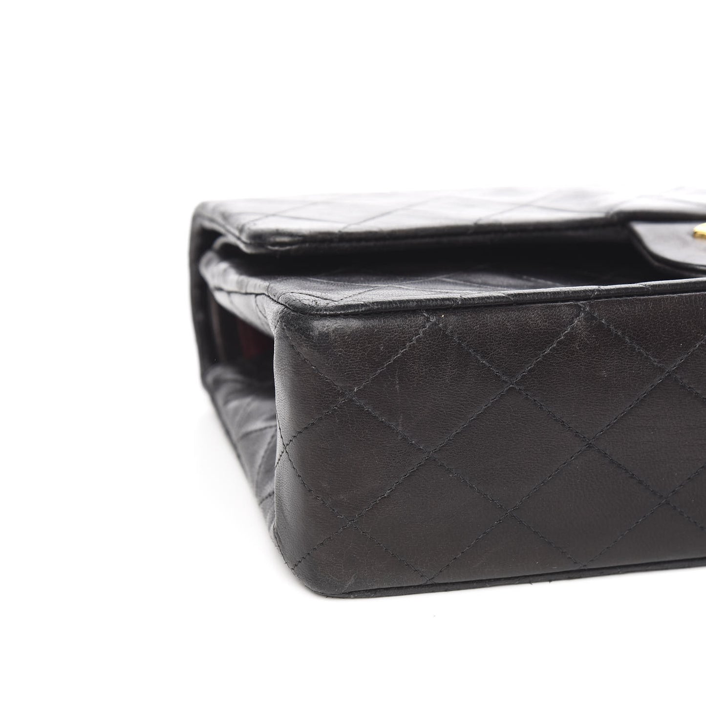 Lambskin Quilted Medium Double Flap Black