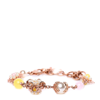 Chanel Pearl Beaded CC Bracelet Rose Gold Pink 1 of 4