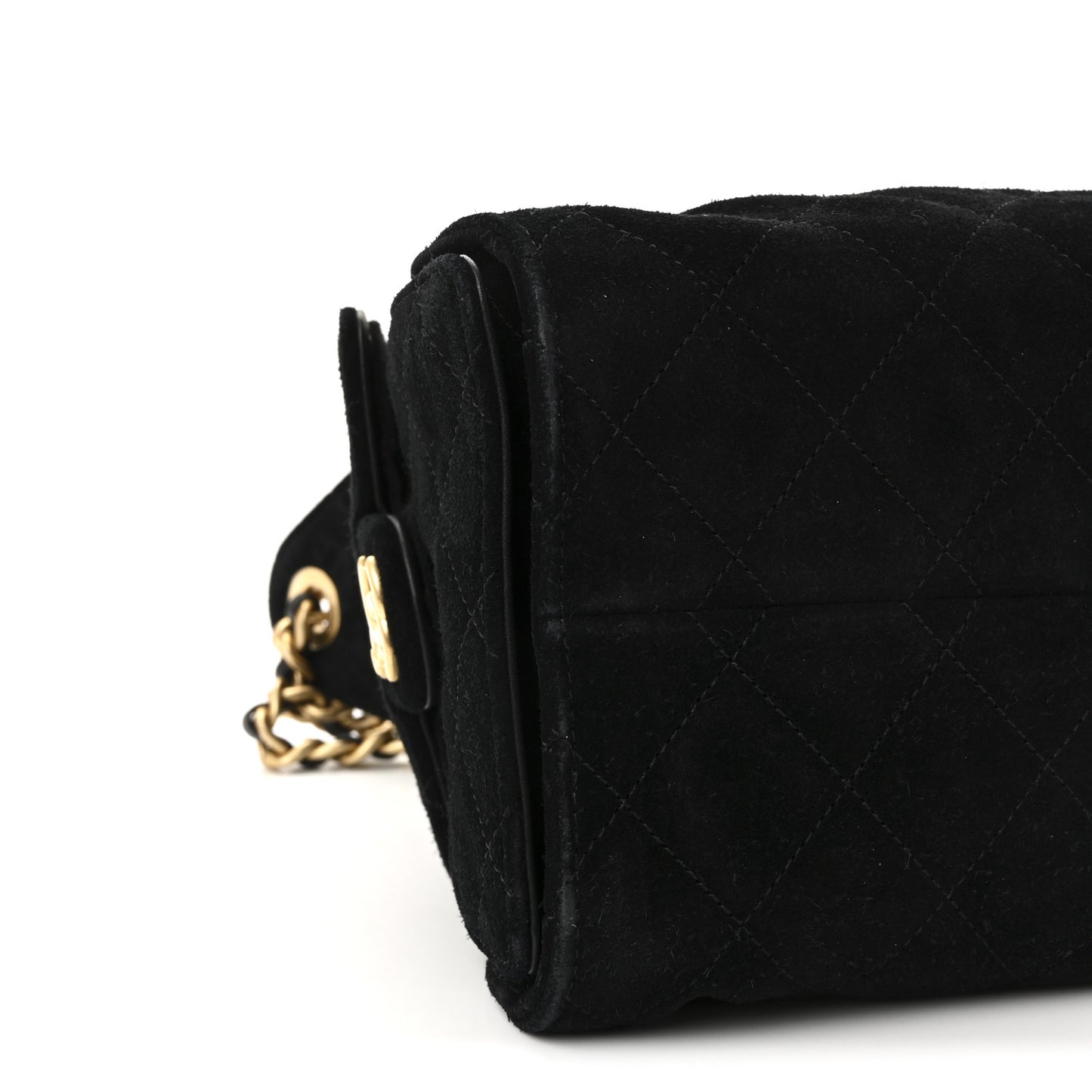 Suede Quilted Small Chanel 25 Handbag Black