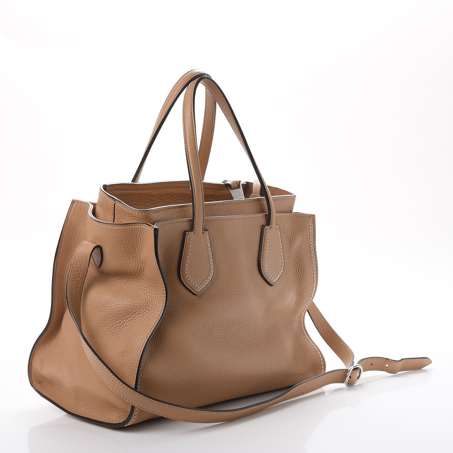 Gucci Cellarius Calfskin Ramble Studded Layered Tote Camelia 2 of 10