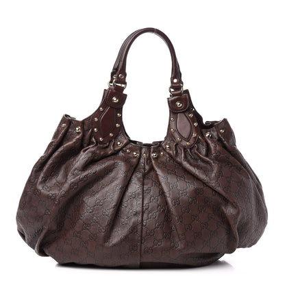Gucci Guccissima Studded Pelham Shoulder Bag Dark Brown 1 of 11