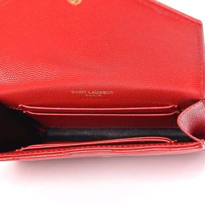 Saint Laurent Grain De Poudre Matelasse Chevron Small Monogram Envelope Wallet Rouge Eros 5 of 8
