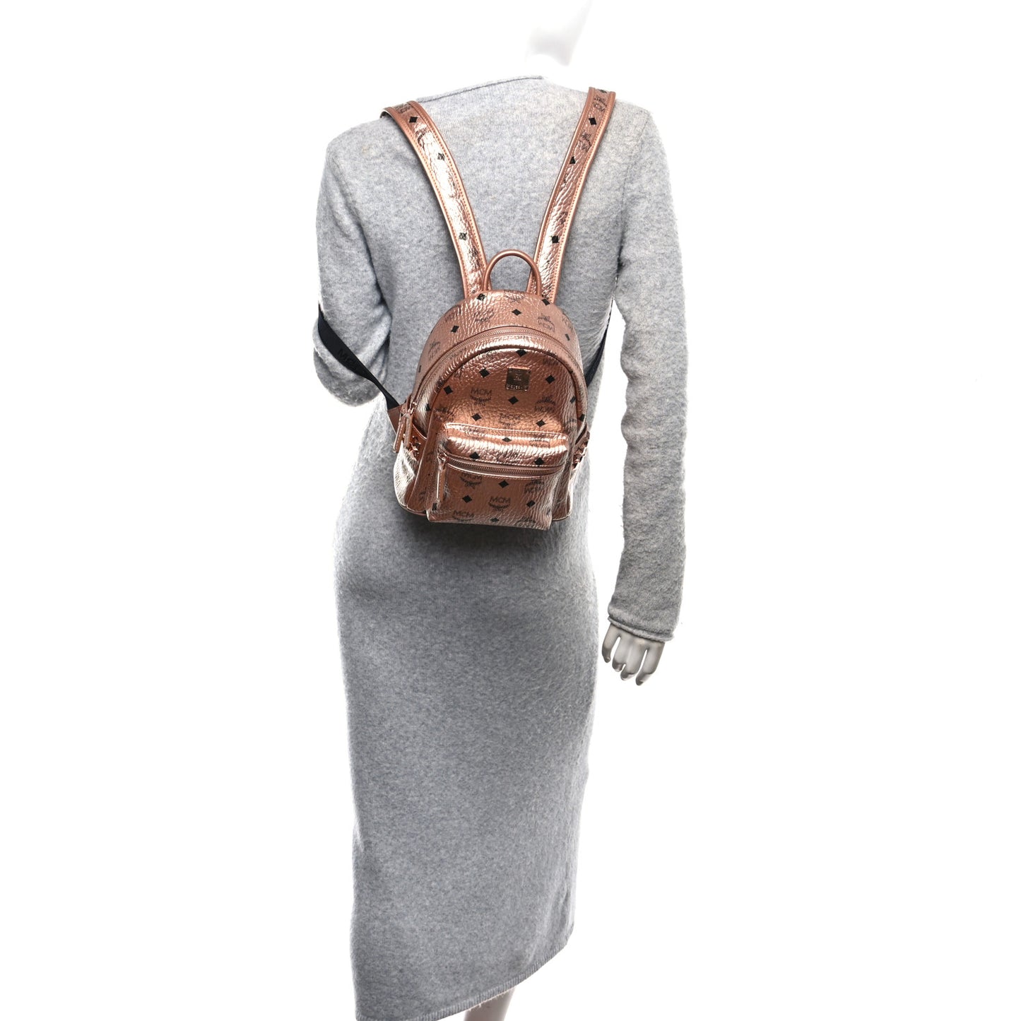 Metallic Visetos Mini Side Stud Stark Backpack Champagne Gold