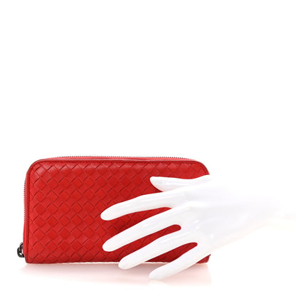 Bottega Veneta Nappa Intrecciato Zip Around Wallet Red 2 of 8