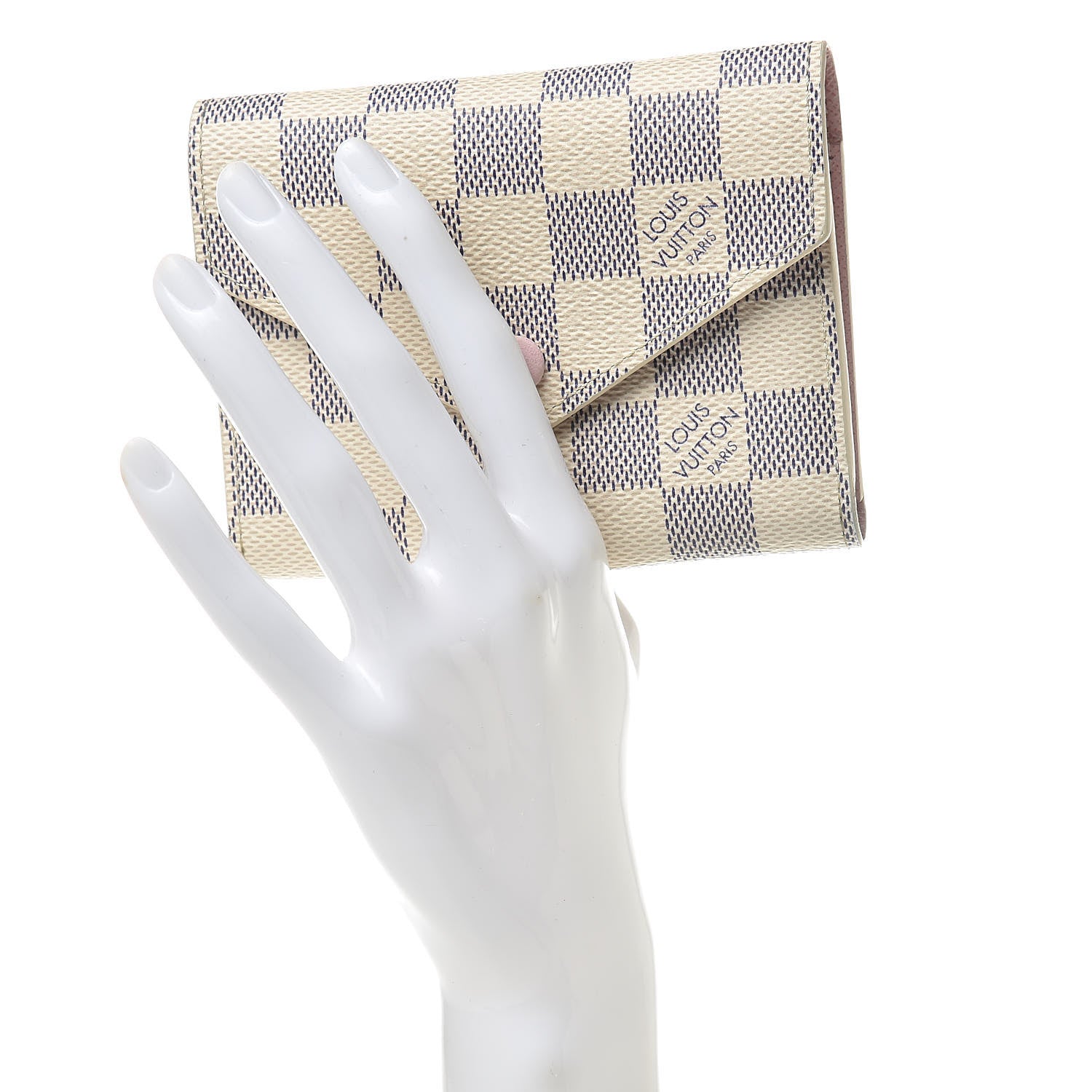 Louis Vuitton Damier Azur Victorine Wallet Rose Ballerine 2 of 7