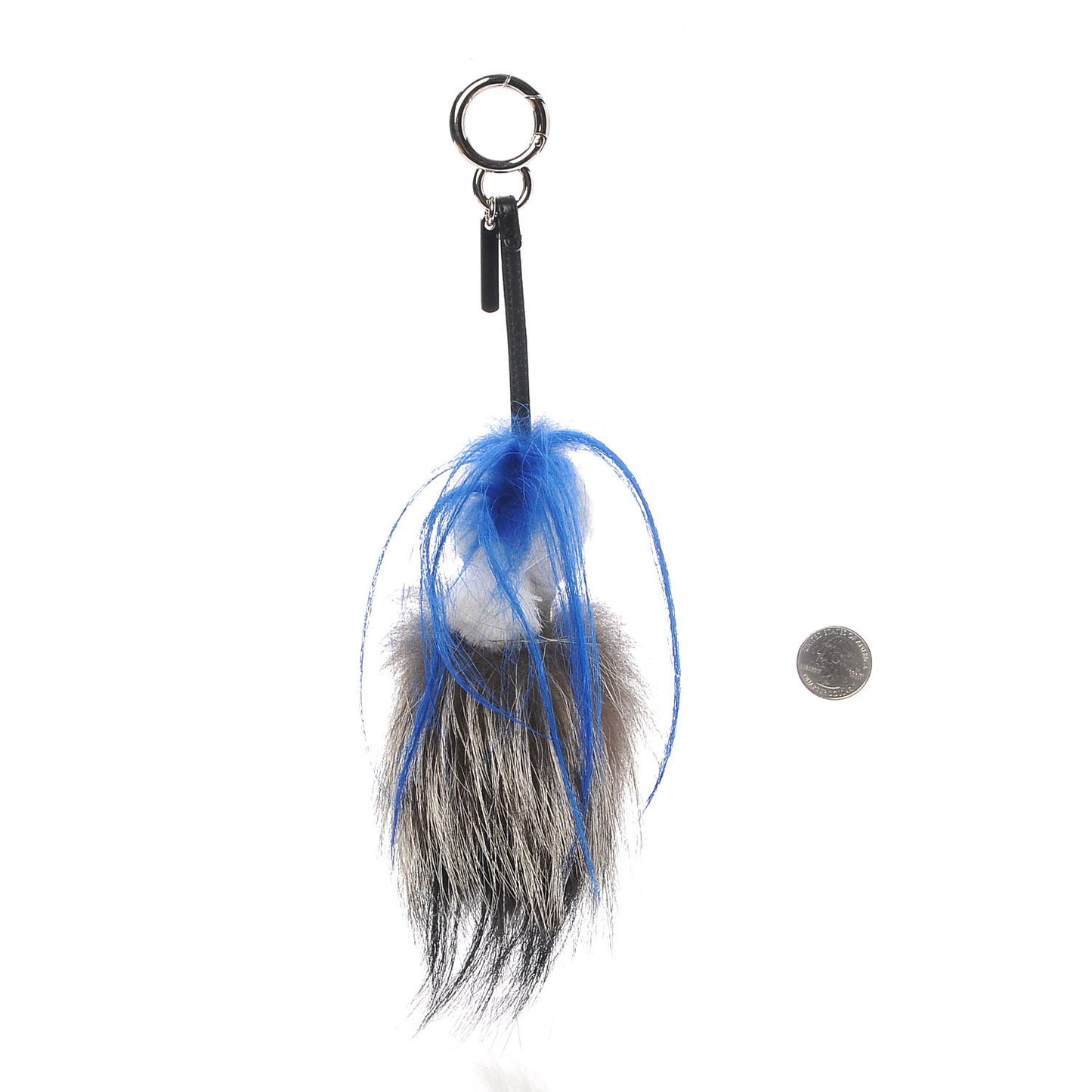 Mink Fox Goat Fur Mini Karlito Bag Charm Blue
