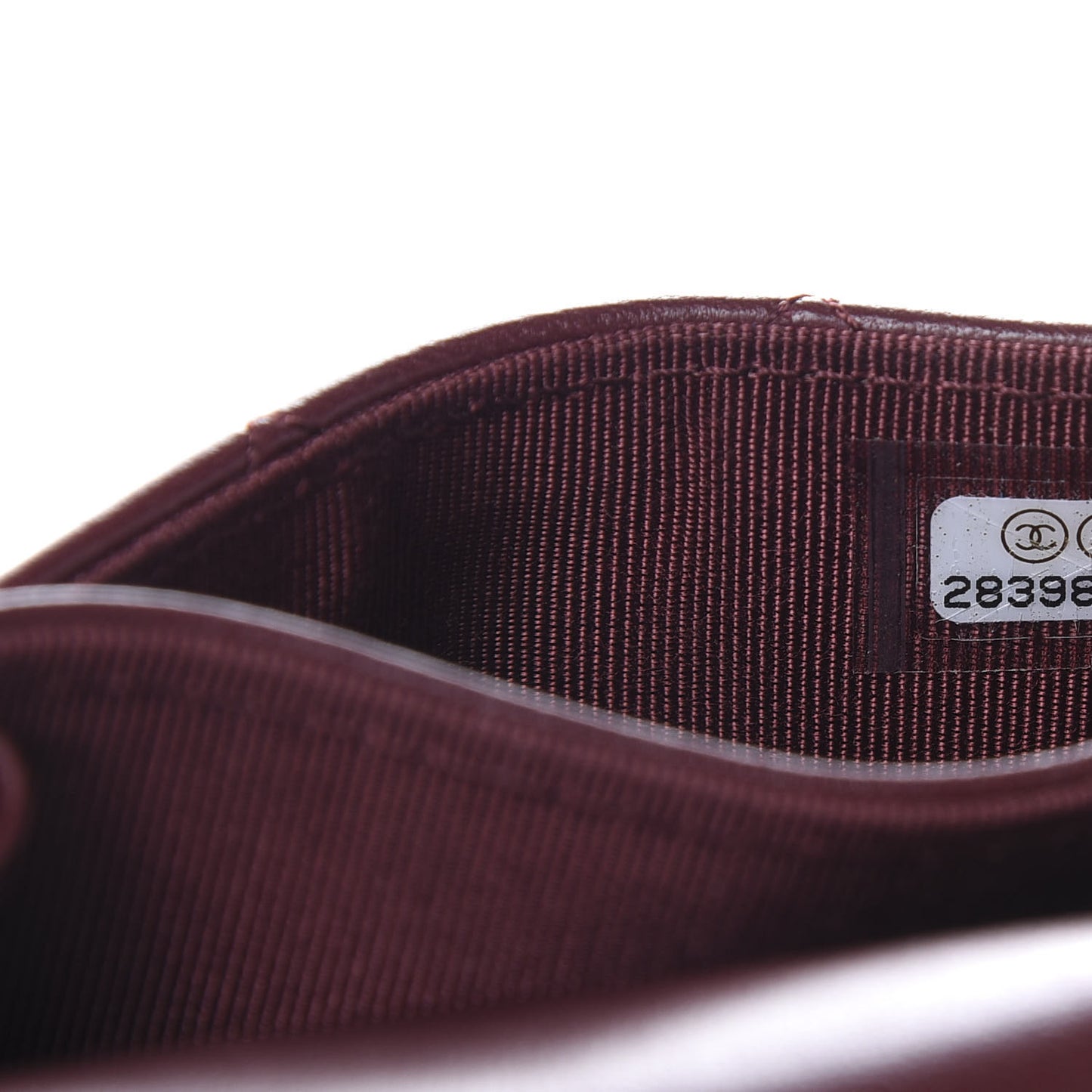 Lambskin Quilted Flap Card Holder Wallet Burgundy