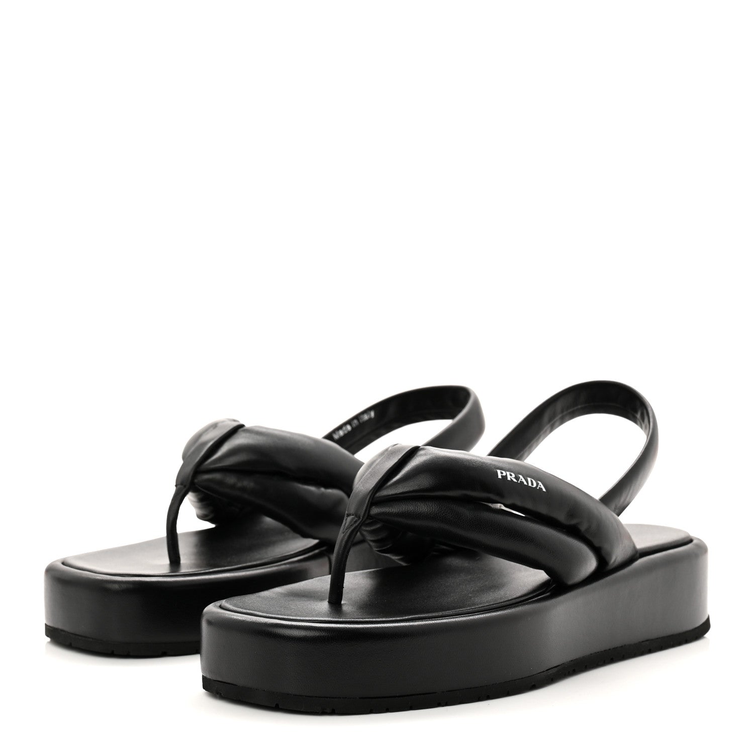Prada Nappa Soft Padded Platform Slingback Thong Sandals 41 Black 4 of 9