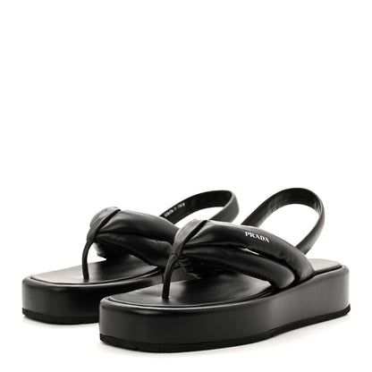 Prada Nappa Soft Padded Platform Slingback Thong Sandals 41 Black 4 of 9