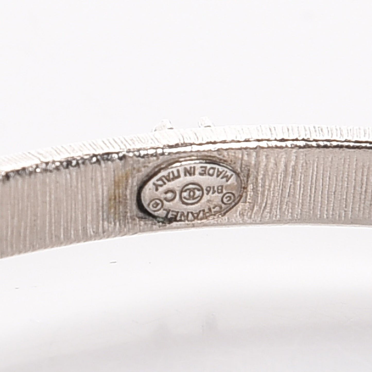 Crystal CC Large Hoop Earrings Grey Silver