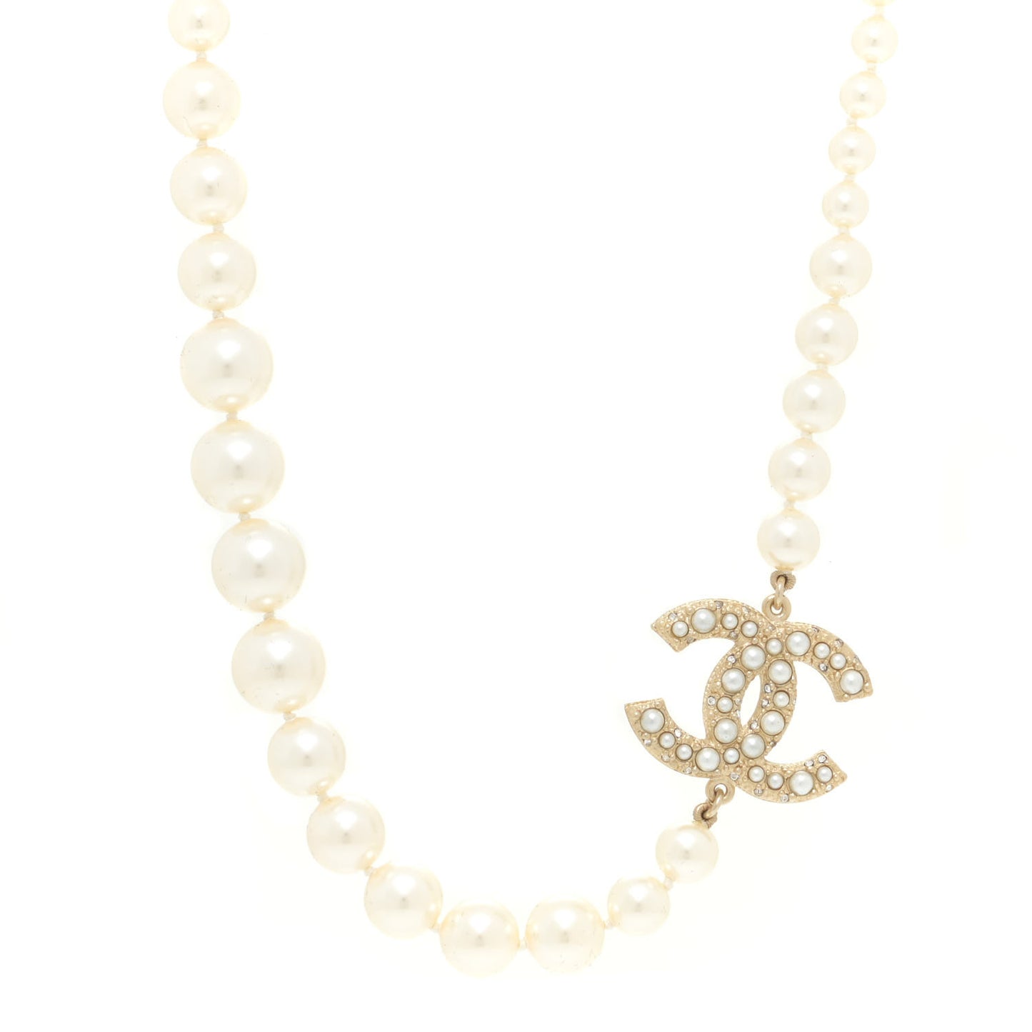 Pearl CC 100th Anniversary Necklace Light Gold