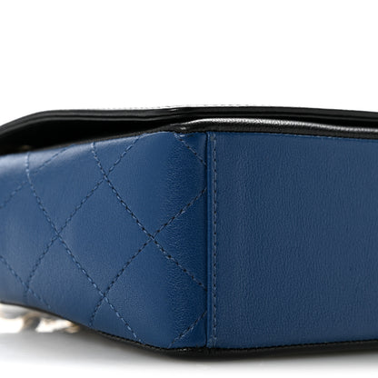 Chanel Sheepskin Quilted Vintage Mademoiselle Flap Blue Black 9 of 16
