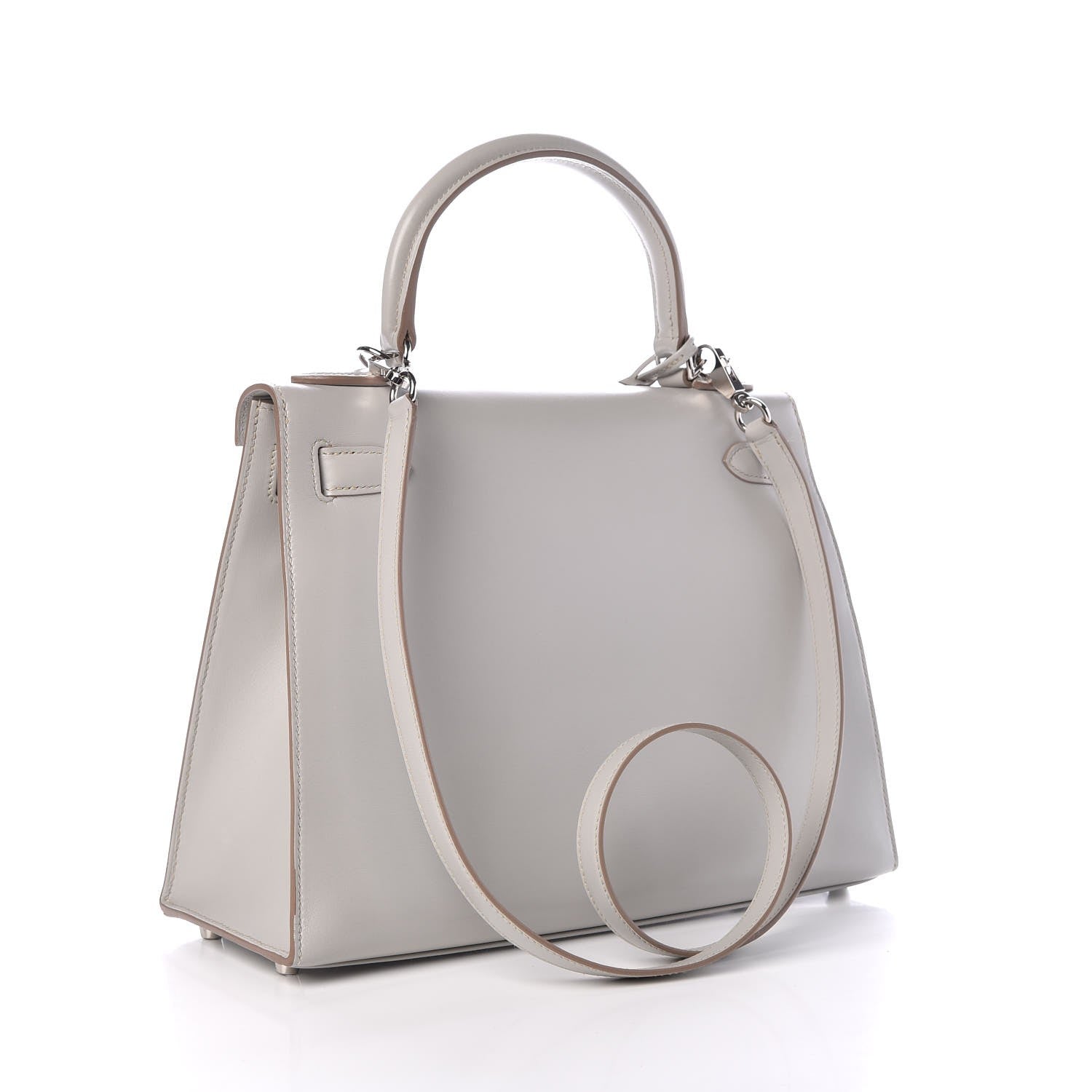 Hermes Tadelakt Kelly Sellier Guilloche 28 Gris Perle 4 of 36