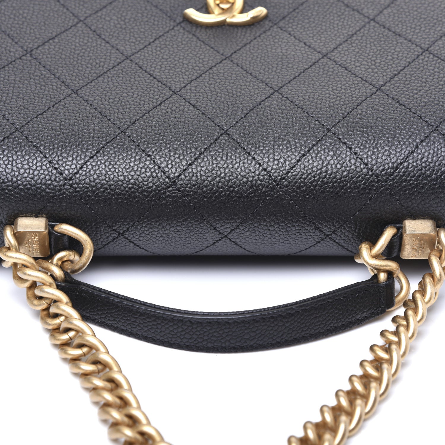 Chanel Caviar Diamond Stitched Small Top Handle Flap Black 16 of 18