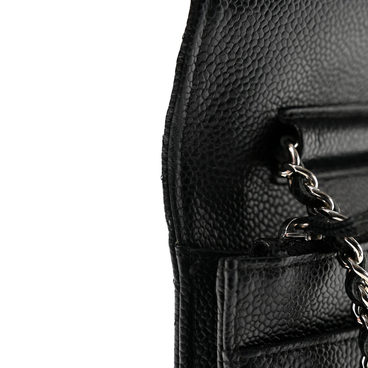 Caviar Quilted Wallet on Chain WOC Black