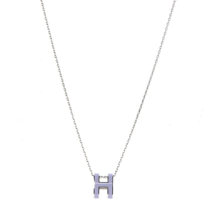 Hermes Lacquered Palladium Pop H Pendant Necklace Parme 1 of 6