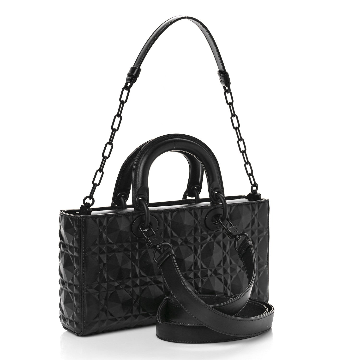 Christian Dior Calfskin Cannage Diamond Medium Lady D-Joy Black 3 of 8