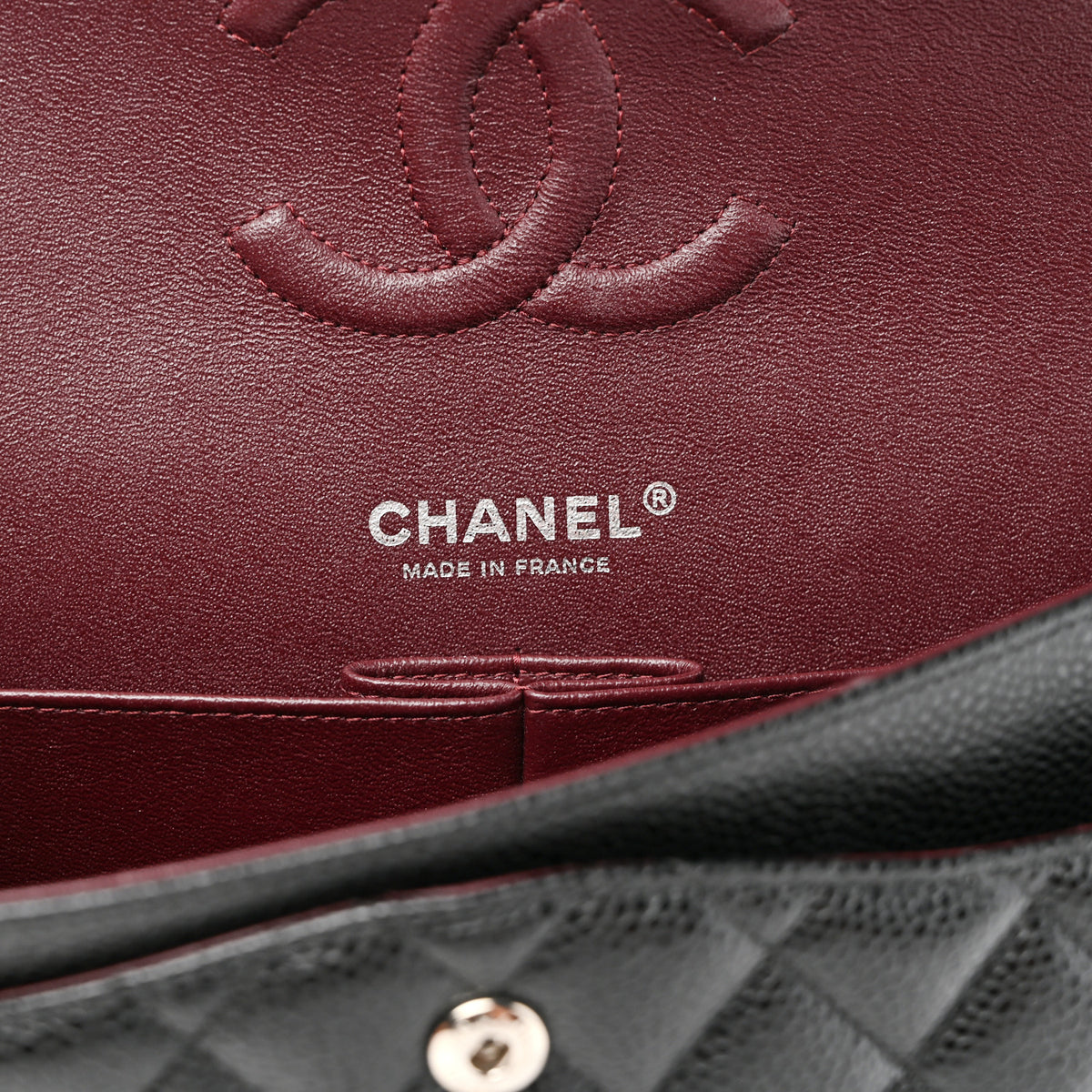 Caviar Quilted Medium Double Flap Black