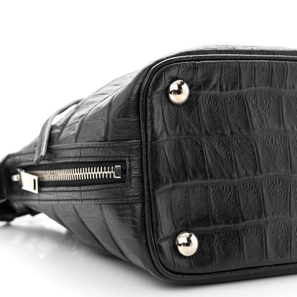 Saint Laurent Calfskin Crocodile Embossed Small Emmanuelle Bucket Bag Black 9 of 13
