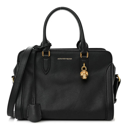 Alexander McQueen Pebbled Calfskin Small Skull Padlock Zip Around Tote Black 1 of 12