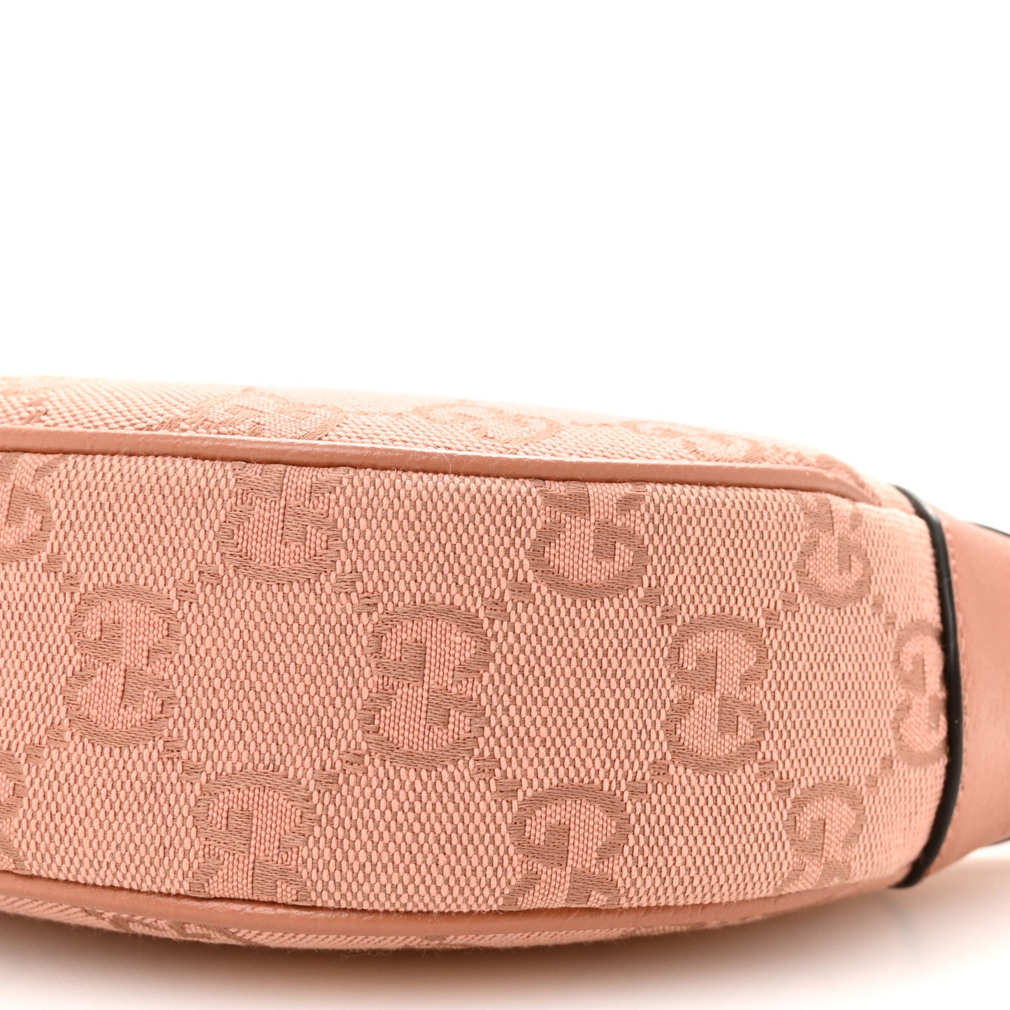 GG Supreme Monogram Textured Calfskin Web Mini Ophidia Half Moon Hobo Rose Pink