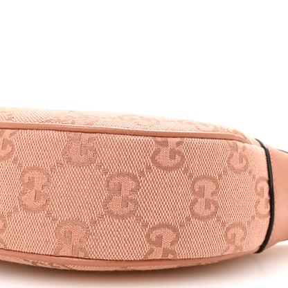 Gucci GG Supreme Monogram Textured Calfskin Web Mini Ophidia Half Moon Hobo Rose Pink 10 of 10