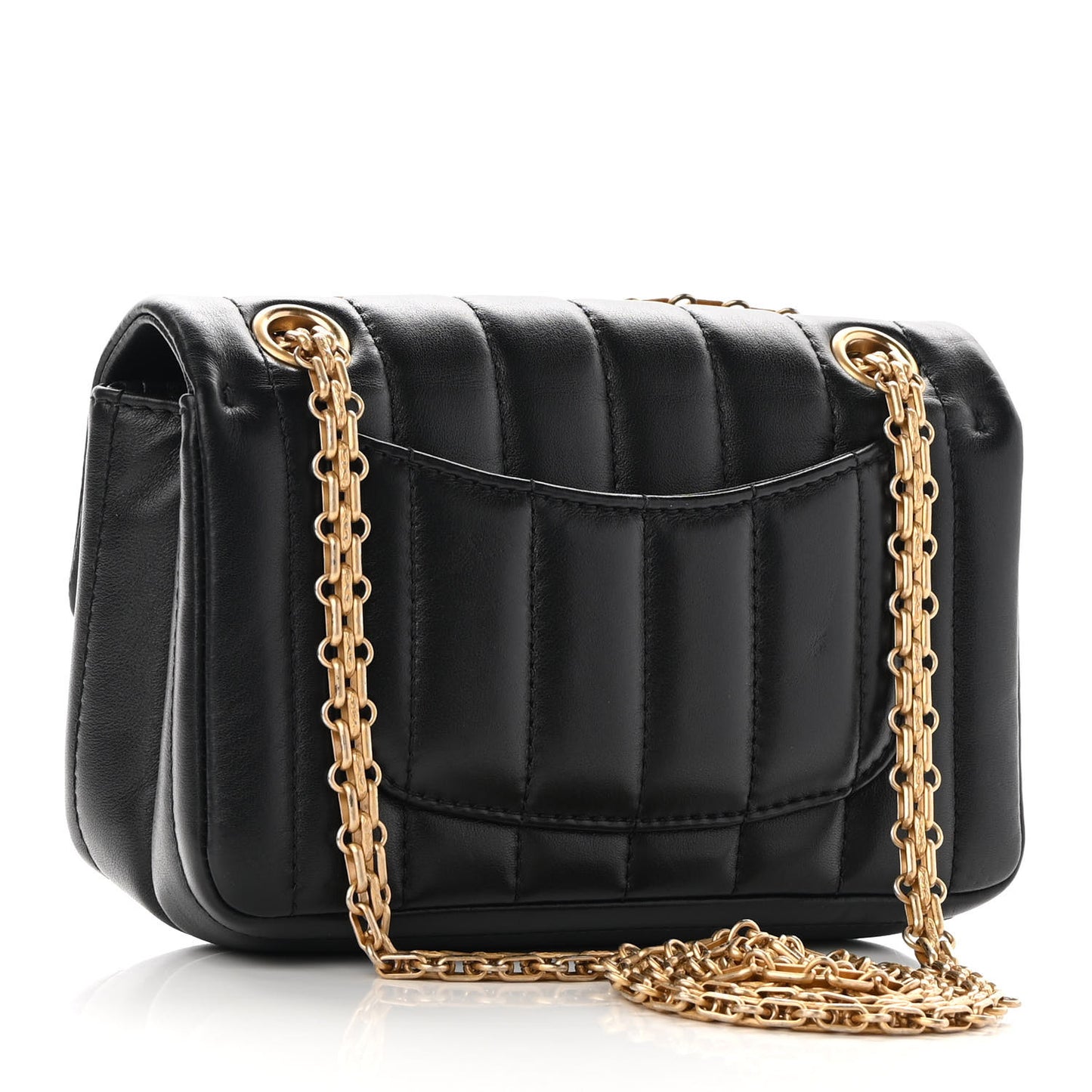 Aged Calfskin Vertical Quilted 2.55 Reissue Mini Flap Black