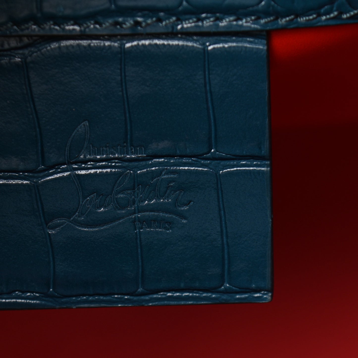 Calfskin Crocodile Embossed Medium Paloma Blue