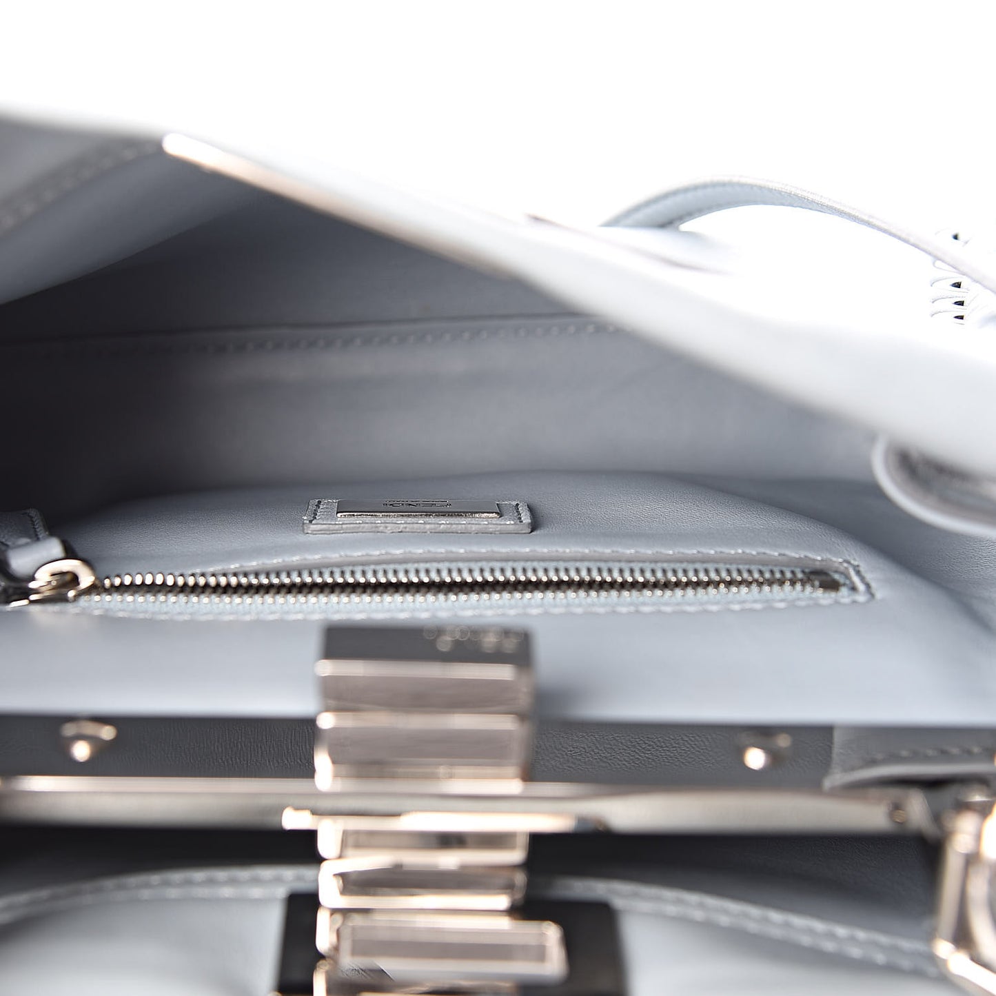 Nappa Lace Up Mini Peekaboo Iconic Satchel Azzurro Polvere