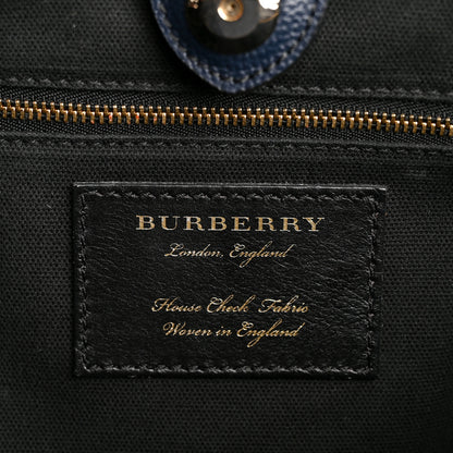 Burberry Grainy Calfskin House Check Large Banner Tote Ink Blue 6 of 15