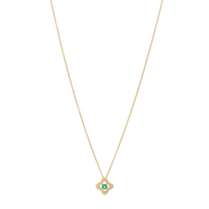 David Yurman 18K Yellow Gold Diamond Emerald Venetian Quatrefoil Pendant Necklace 1 of 6