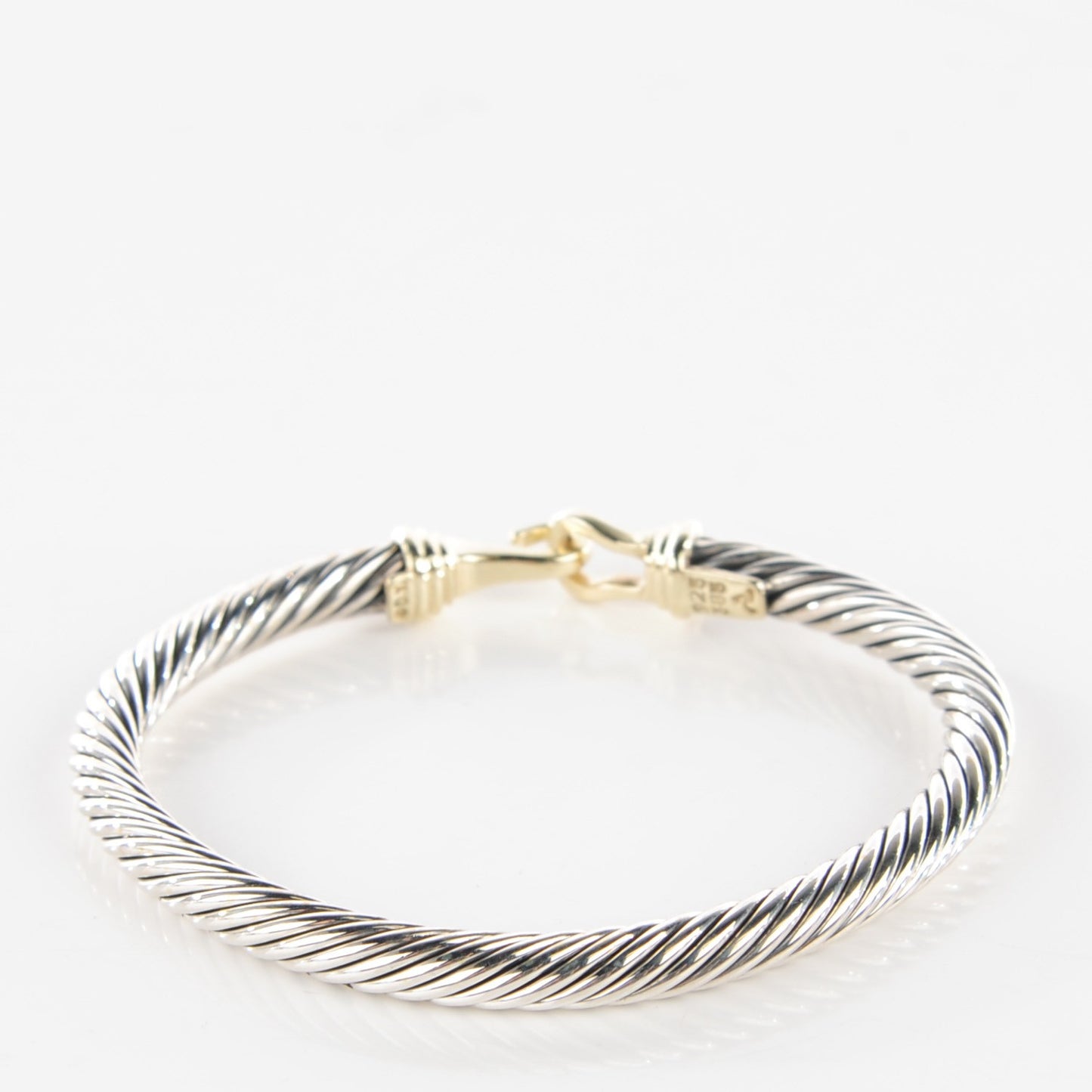 Sterling Silver 14K Yellow Gold 5mm Cable Classic Buckle Bracelet