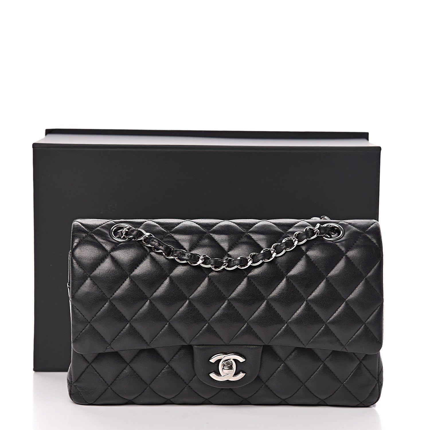 Chanel Lambskin Quilted Medium Double Flap Black 18 of 18