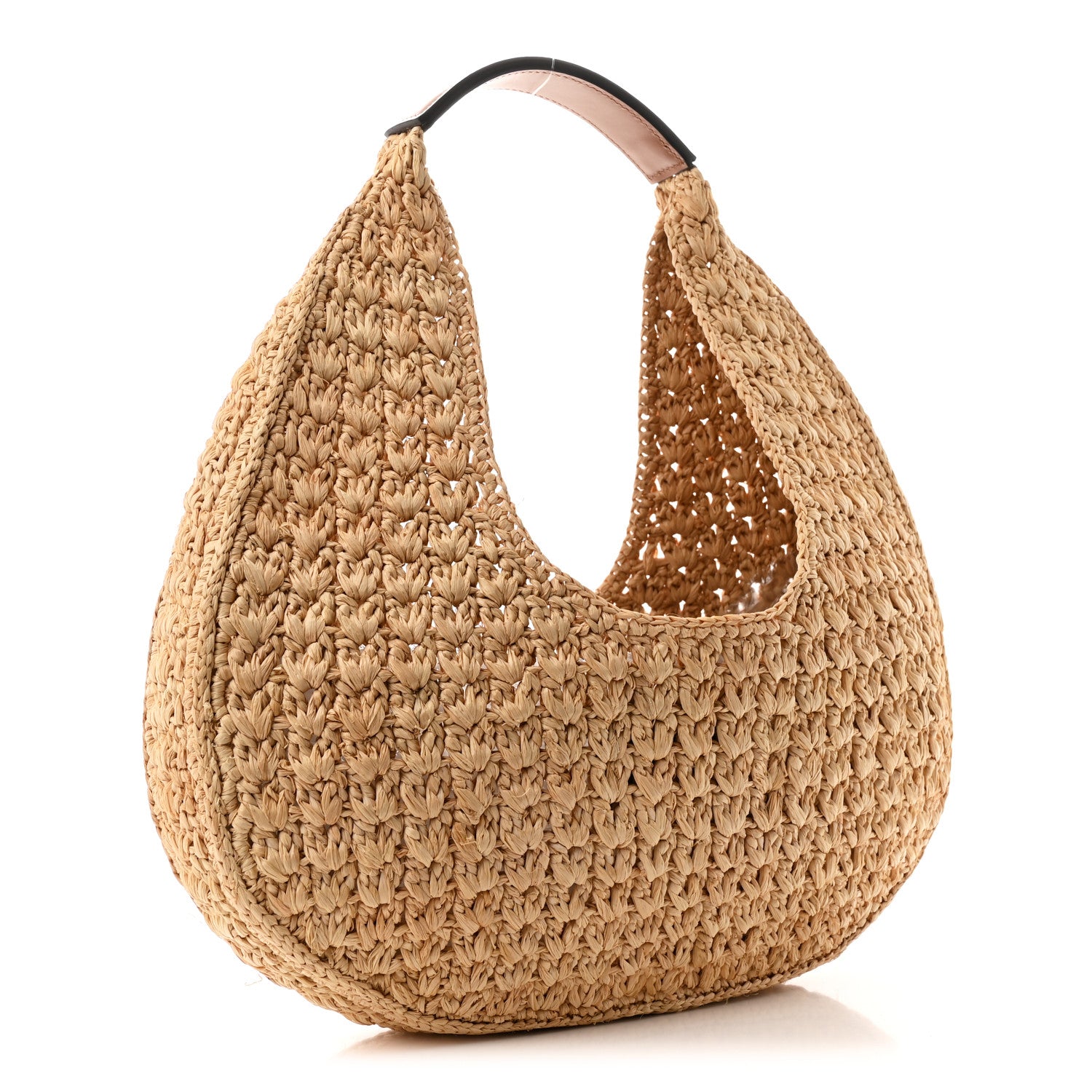 Celine Raffia Calfskin Triomphe Panier Hobo Bag Natural Tan 3 of 9