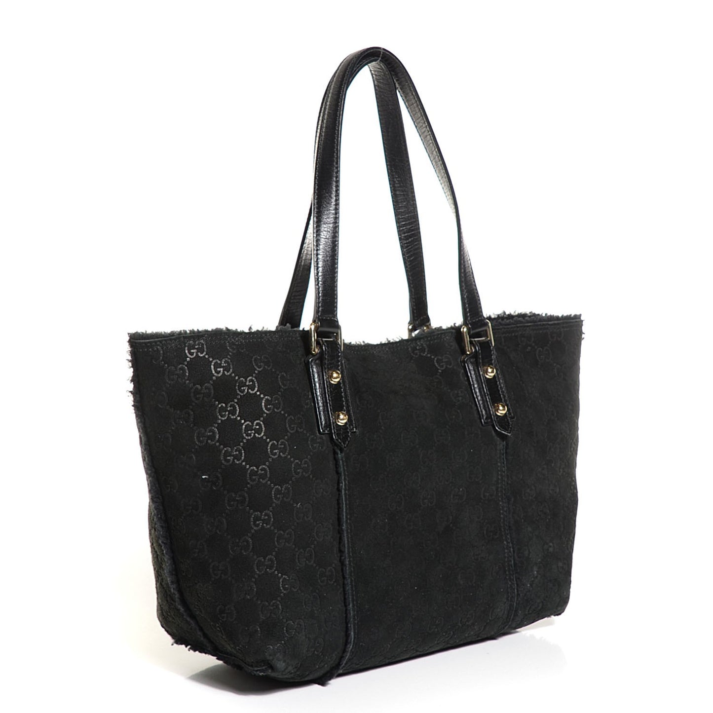 Suede Shearling Guccissima Jolicoeur Tote Black