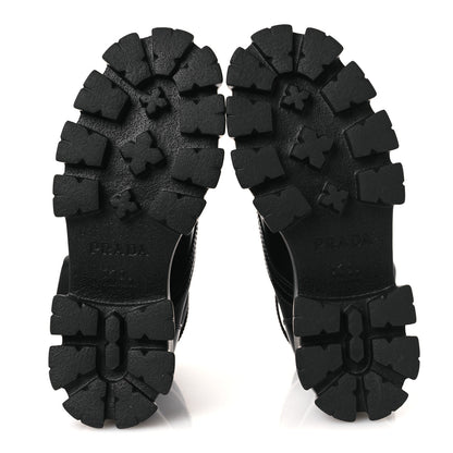 Prada Spazzolato Rois Nylon Metal Triangle Logo Monolith Pouch Pocket 55mm Boots 38 Black 7 of 12