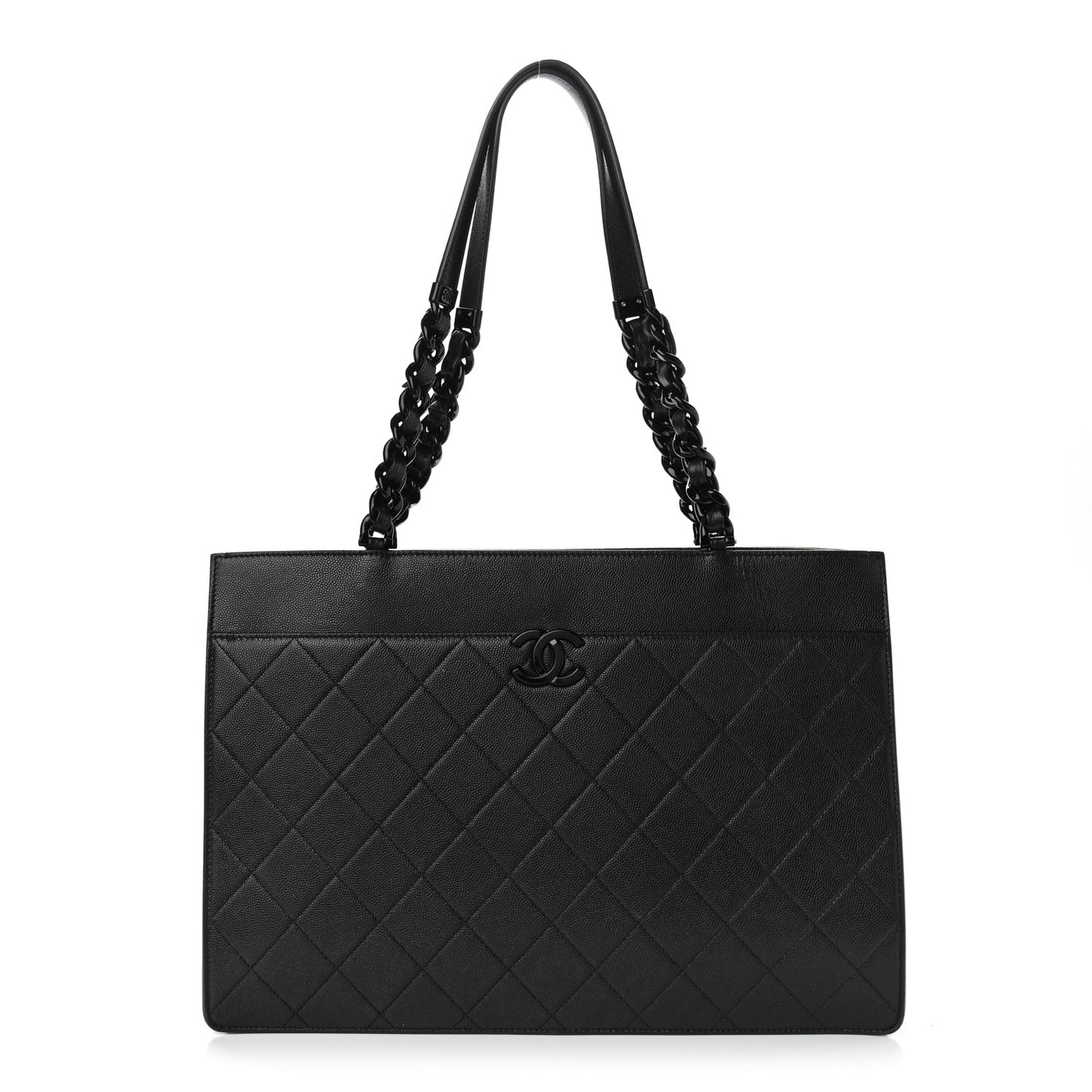 Caviar Quilted My Everything Large Shopping Tote Black