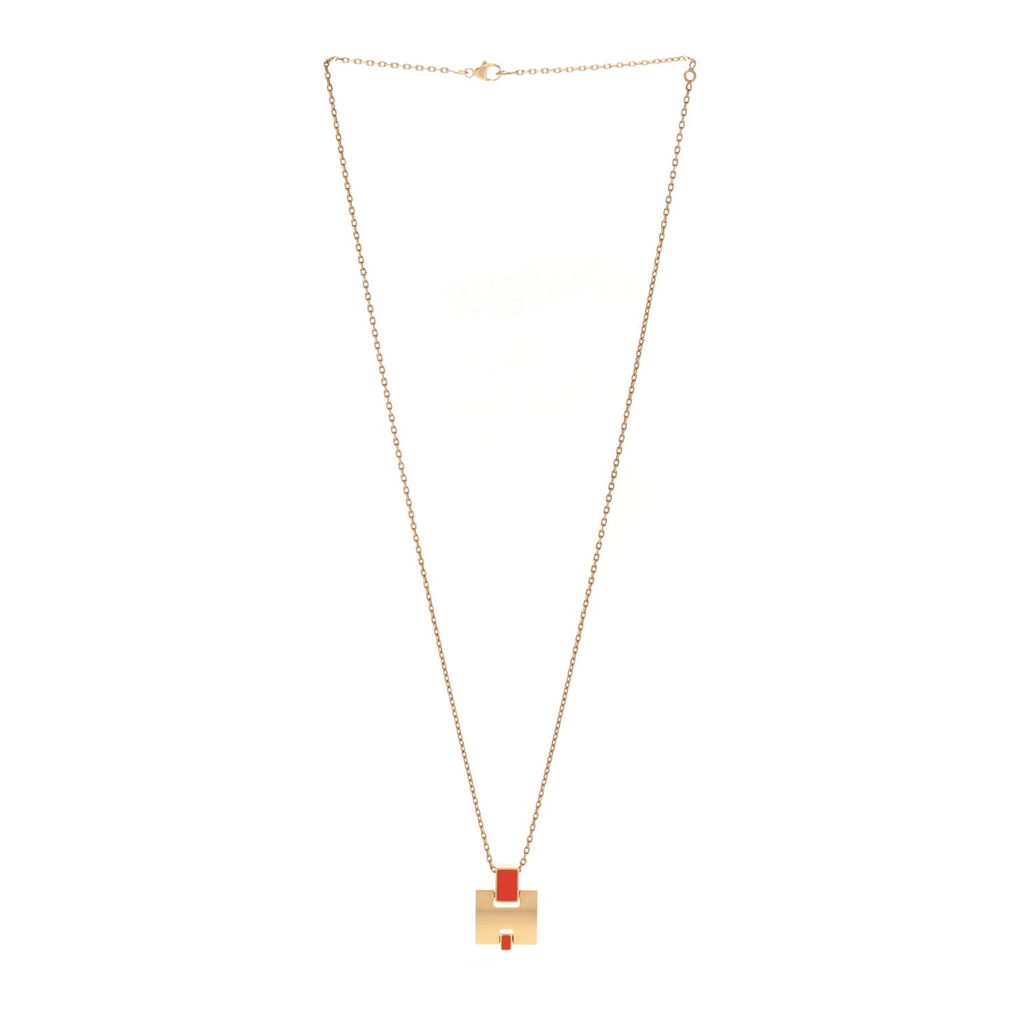 Gold Plated Lacquered Eileen Pendant Necklace Orange Fonce