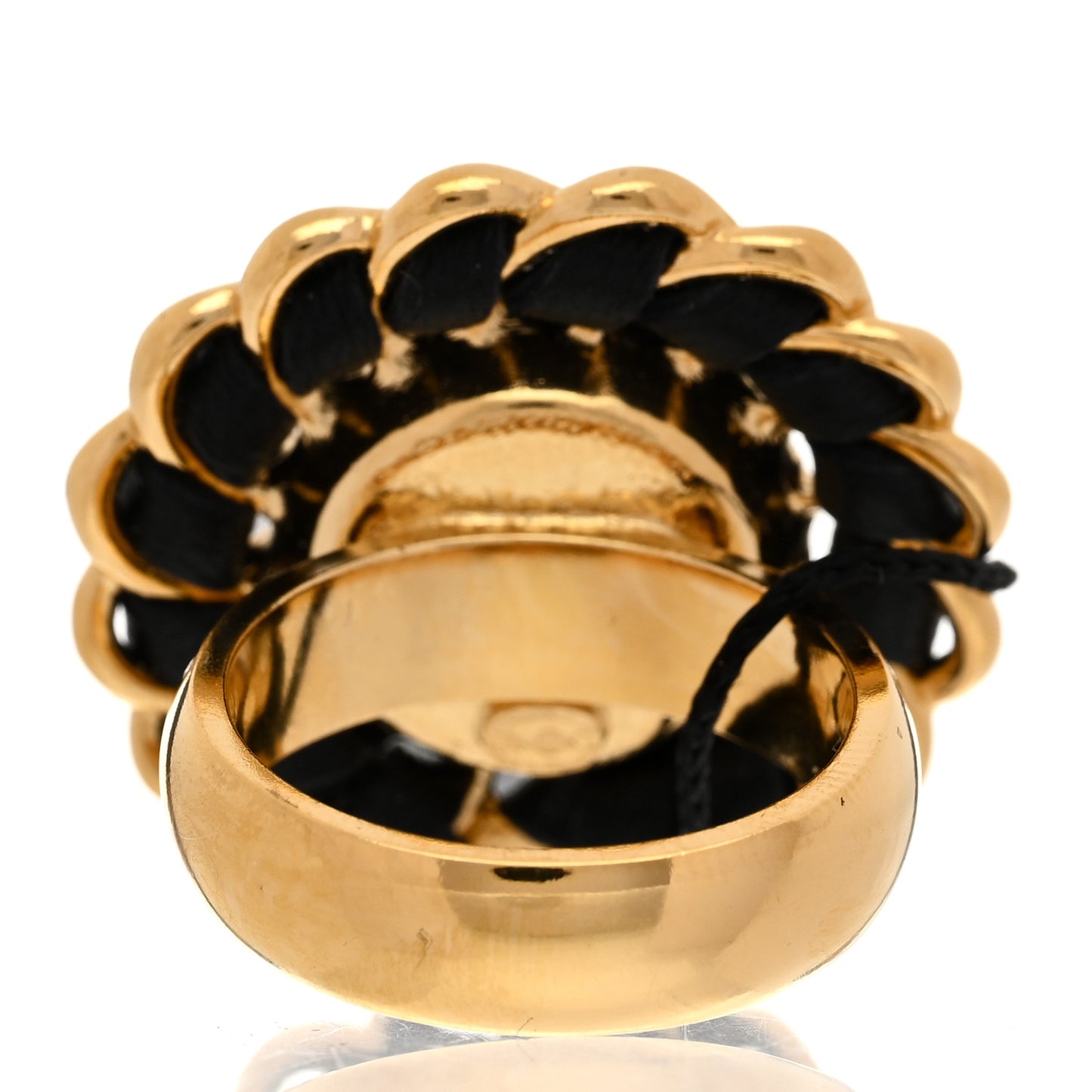 Crystal Pearl Lambskin CC Chain Ring 6.75 Gold