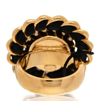 Chanel Crystal Pearl Lambskin CC Chain Ring 6.75 Gold 3 of 5